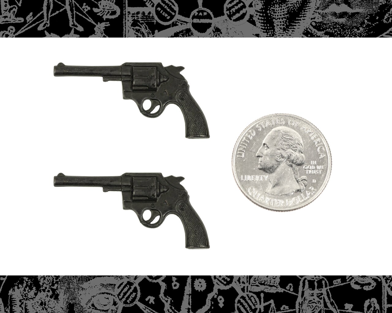 Black Plated Brass Medium Sized Western Gun Pendants - Set of Two - BB-P76